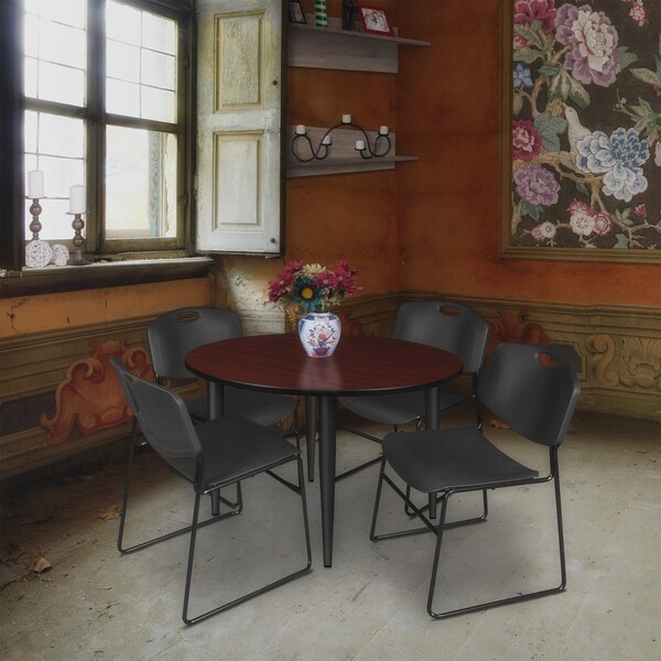 Regency Kahlo Round Table & Chair Sets, 48 W, 48 L, 29 H, Wood, Metal, Polypropylene Top, Mahogany TPL48RNDMHBK44BK - main